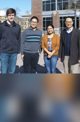 University of Illinois Department of Chemical and Biomolecular Engineering scientists (from left) William L. Lyon, Mingfeng Cao, Zia Fatma, and Huimin Zhao.