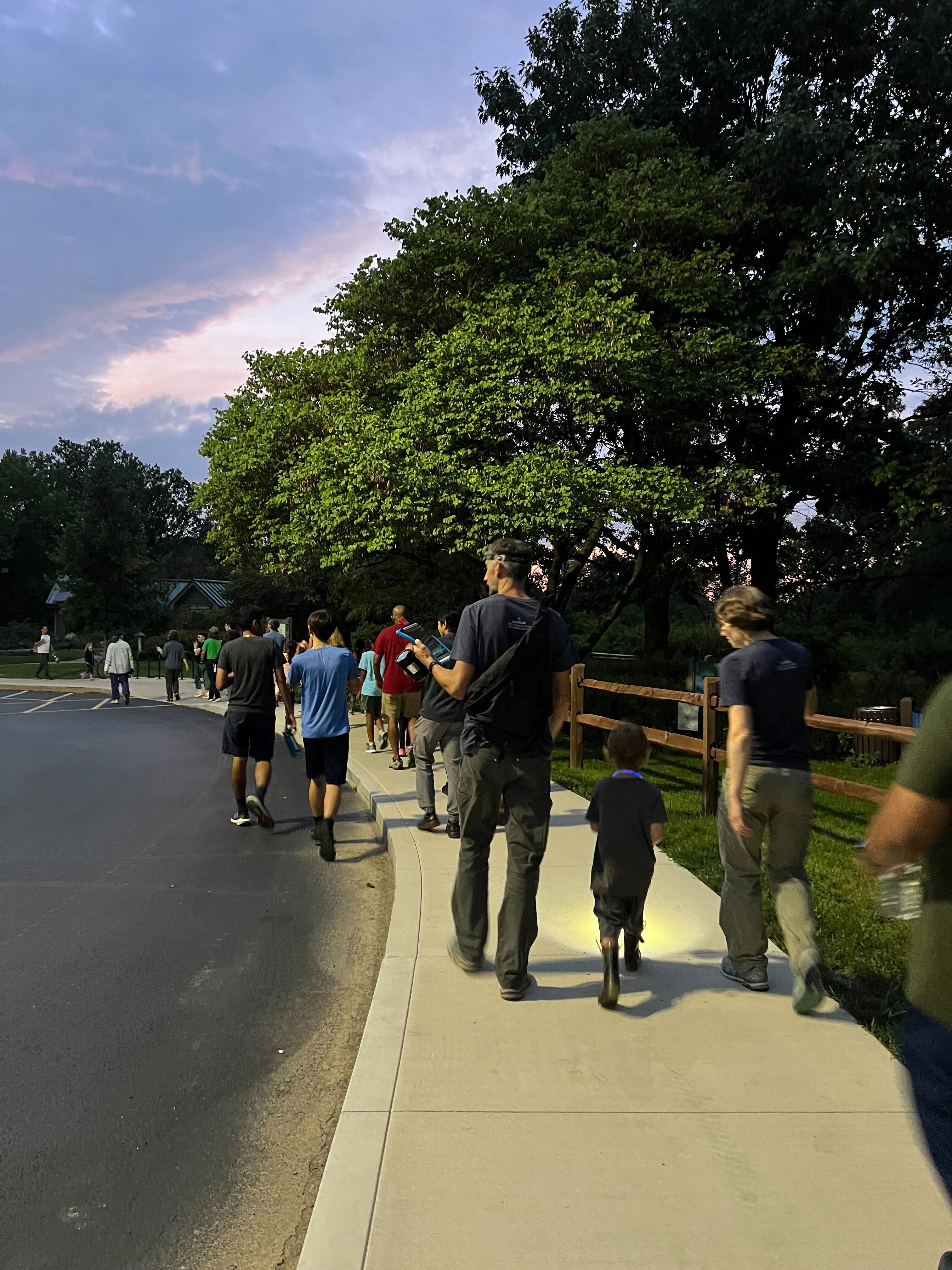 Guided outdoor walk for the Bats event, Anita Purves Nature Center. 