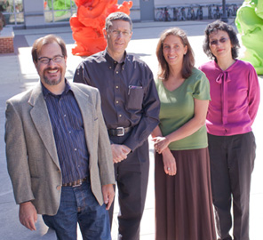 The National Science FoundaThe National Science Foundation has awarded the Institute for Genomic Biology and the School of Integrative Biology a $3.2 million training grant. Pictured here is principal investigator Andrew Suarez, with co-PIs Gene Robinson, Carla Cáceres, and Sandra Rodriguez-Zas.