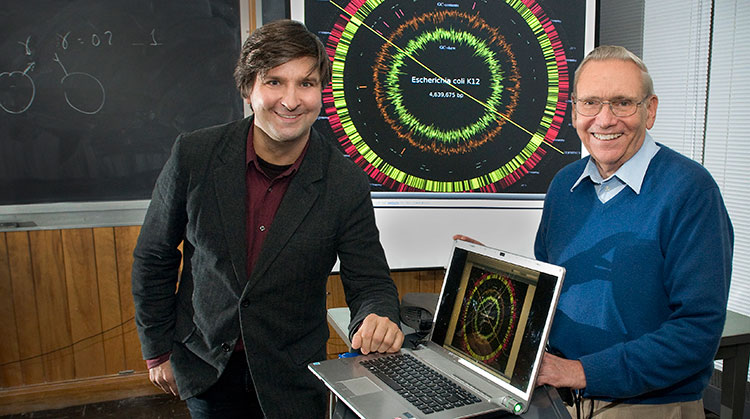 Professor and Bliss Faculty Scholar Sergei Maslov, left, with biophysicist William Studier. 