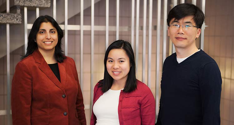 Jaya Yodh, Research Assistant Professor and CPLC Director of Education and Outreach, Thuy Ngo, graduate research assistant, and Taekjip Ha, Gutgsell Professor of Physics