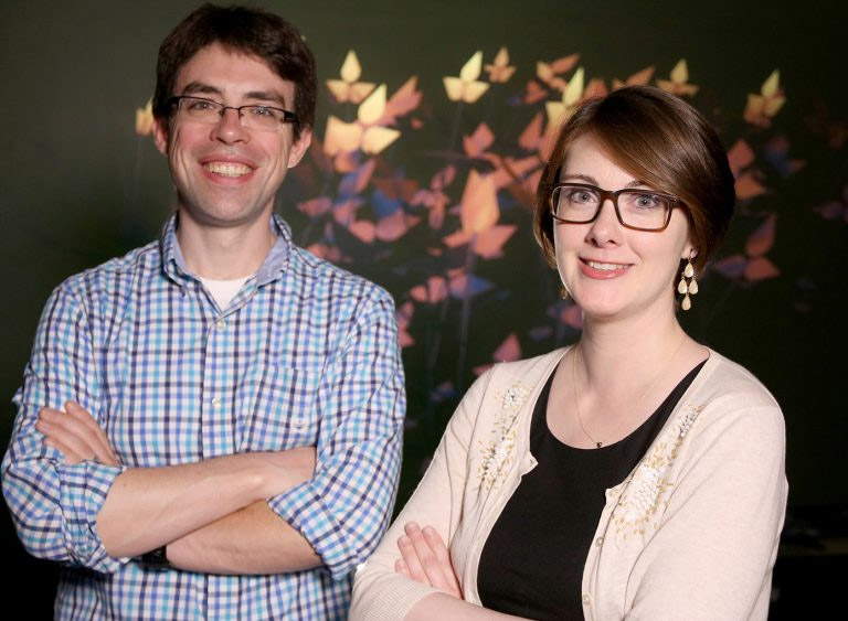 Assistant Research Professor of Astronomy Matthew Turk, left, with Assistant Professor of Plant Biology Amy Marshal Colón