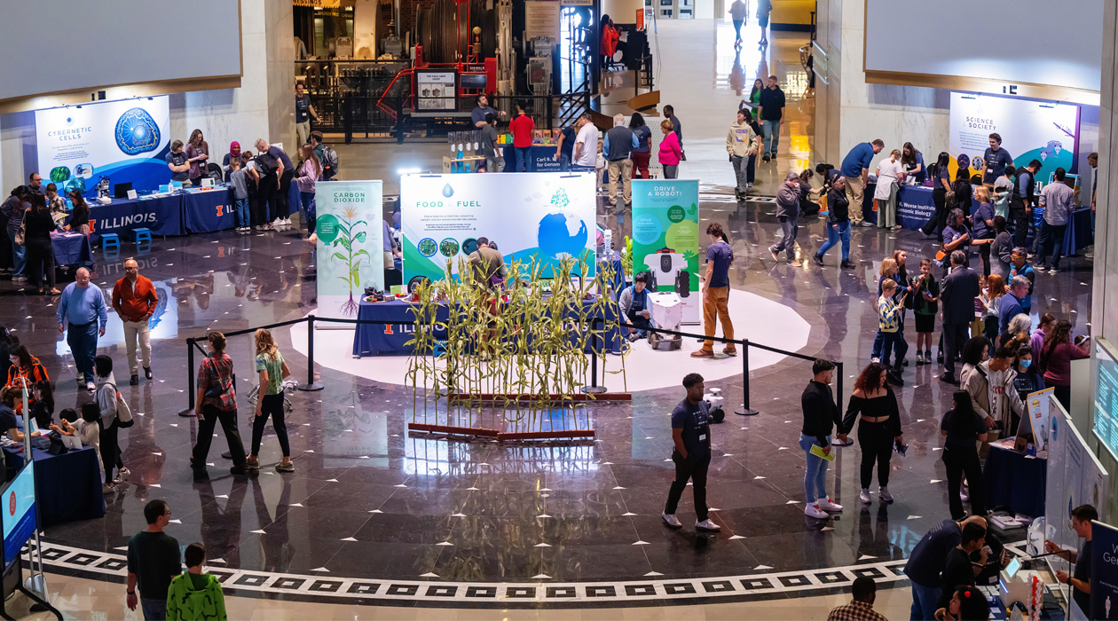 IGB's first World of Genomics at Griffin MSI, "Discover Everyday DNA," took place in October of 2024 and saw over 5,000 visitors attending the 6 interactive stations. / Heidi Peters