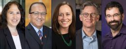 The five new members are, from left: Nancy M. Amato, Rashid Bashir, Alison Bell, Charles Gammie and Paul Selvin. 