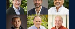 Highly cited researchers this year at Illinois are, clockwise from top left: Ed Deiner, Brent Roberts, Atul Jain, Axel Hoffmann, Stephen Long and Kaiyu Guan.  Photos by L. Brian Stauffer and Fred Zwicky