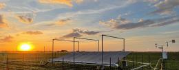 Researchers used the SoyFACE facility at U. of I. to expose soybeans to elevated ozone while excluding rainfall, finding both decreased yield. Photo by Duncan Martin. 