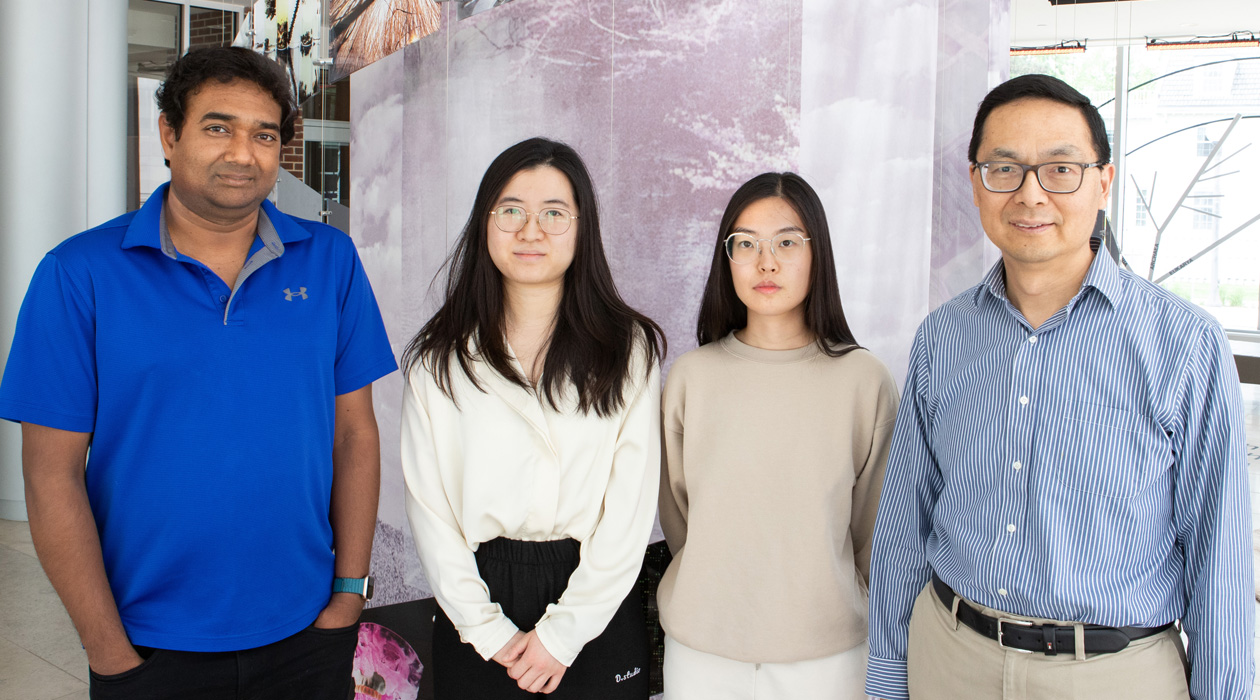 From left: Nilmani Singh, Jingxia Lu, Zhixin Zhu, and Huimin Zhao