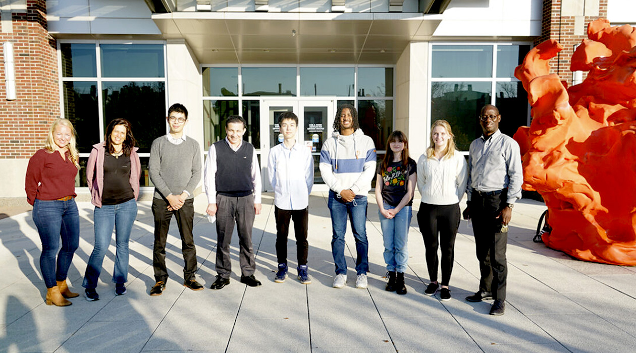 The University of Illinois and Mie University in Japan have collaborated on several studies of how the biome and its products affect human tissues and disease. Pictured, from left: Illinois researcher Mindy Baughma, Illinois postdoctoral researcher Janaina Cavalcante, Mie researcher Dr. Taro Yasuma, Mie professor Dr. Esteban C. Gabazza, Illinois students Jinyu Guo, Isaiah Lasisi, Sophia Nelson and Rebecca Hess and Illinois professor Isaac Cann. Photo courtesy of Isaac Cann