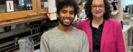 Anubhav Basu, left, graduate student and first author of the paper with Professor of Microbiology Cari Vanderpool