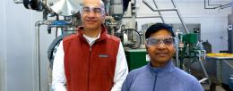 Postdoctoral research associate Tirath Raj (right) and Integrated Bioprocessing Research Laboratory Executive Director Vijay Singh (CAMBERS/PFS)
