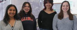 Shriya Wagholikar, Katie Zobus, Asheera Kaul, and bioengineering professor Caroline Cvetkovic