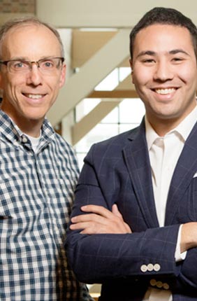 Chemistry professor Jeffrey Moore, graduate student Joshua Grolman, and materials science and engineering professor Kristopher Kilian, who led a research team to create a new synthetic tissue environment for more realistic cell biology research.