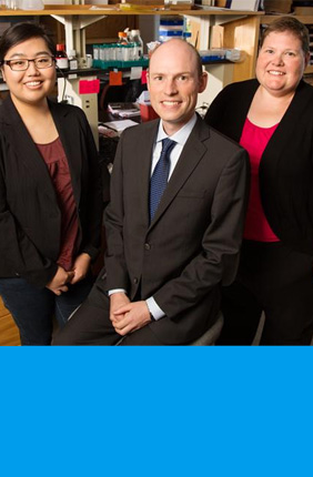 A cholesterol byproduct facilitates breast cancer's spread by hijacking immune cells, a new University of Illinois study found. Pictured, from left: Postdoctoral researcher Amy Baek, professor Erik Nelson and breast cancer survivor Sarah Adams.