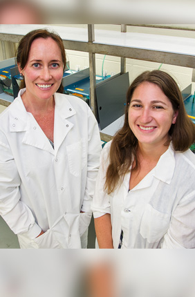 A new animal biology study of stickleback fish by Illinois animal biologist Alison Bell (left) and former Illinois doctoral student Laura Stein (right) shows that individuals show the same molecular and developmental responses to their own versus their parent’s exposure to predators