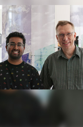First author and Donk lab member Imran Rahman (left) with Richard E. Heckert Professor of Chemistry Wilfred van der Donk