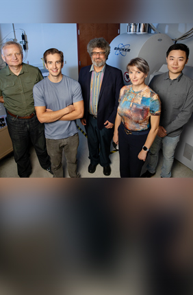 Chemists from the University of Illinois Urbana-Champaign are testing the limits of analytical chemistry by rapidly detecting subtle changes in cellular chemistry in an effort to boost early disease intervention. From left, professor Stanislav Rubakhin, molecular and integrative physiology graduate research assistant Dan Castro, professor Jonathan Sweedler, professor Elena Romanova and bioengineering graduate research assistant Yuxuan Richard Xie.