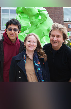 From left, Zihan Wang, Veronika Dubinkina, and Sergei Maslov developed a model to understand how different species coexist in a community.