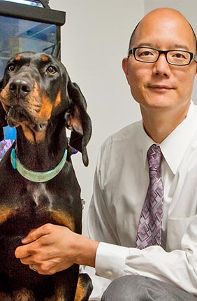 Dr. Tim Fan with his dog Ember