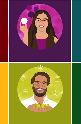 Participants from the 2022 Young Innovator program. Clockwise from top left: Skye Shepherd, Alejandra Zeballos, Jason Wang, Amanda Bacon, Ruben Sanchez Nieves, and Devyani Swami