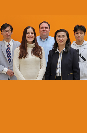 From left, Shih-Hsuan Hsiao, Clinical Assistant Professor of Veterinary Clinical Medicine; Nicole L. Herndon, Assistant Director of Animal Care; Christopher Gaulke; Ying Fang; and Lufan Yang, a graduate student in the College of Veterinary Medicine and co-first author on the paper. Not pictured: Co-first author Fangfeng Yuan, a postdoctoral researcher at Massachusetts Institute of Technology.