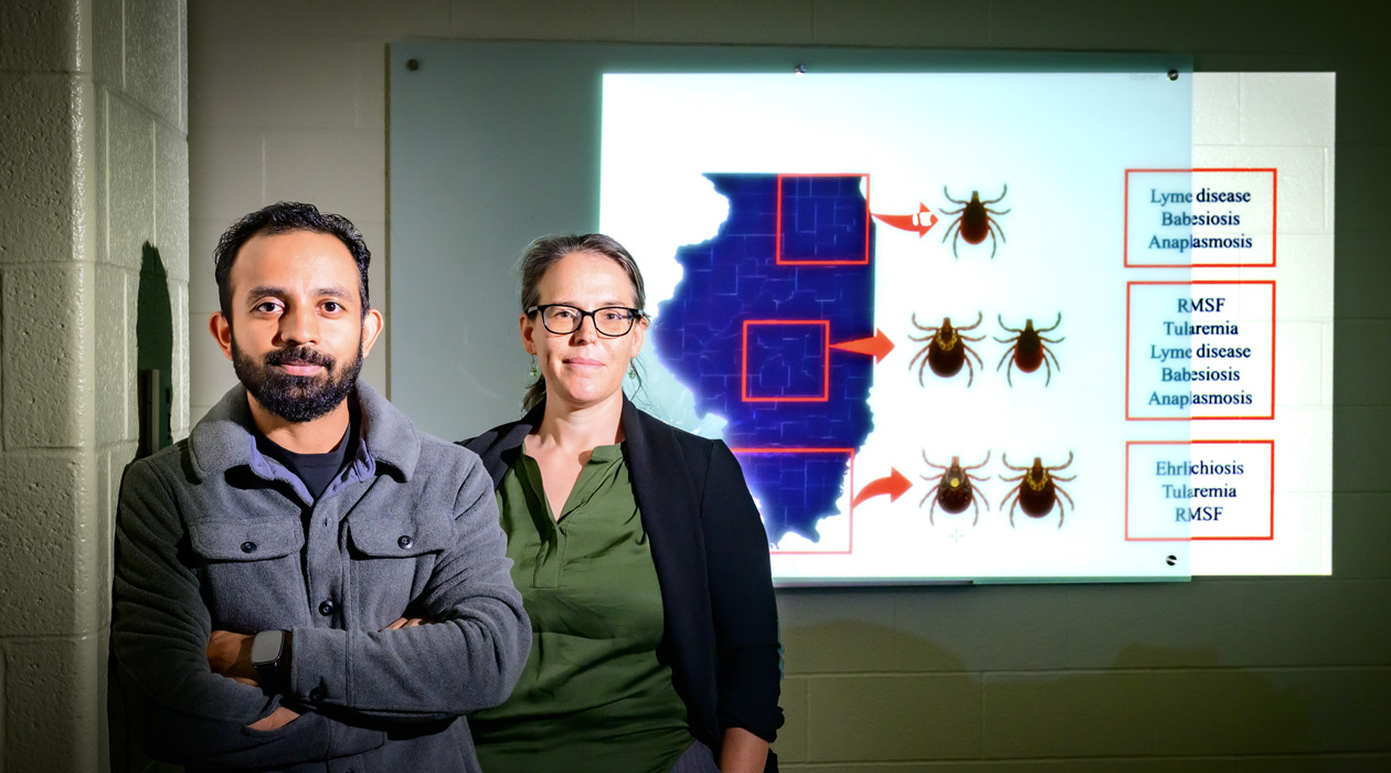 Pathobiology professor Becky Smith, graduate student Abrar Hussain and their colleagues analyzed state data on tick-borne diseases in humans and dogs. The study reveals hotspots of disease in various parts of the state. Photo by Fred Zwicky