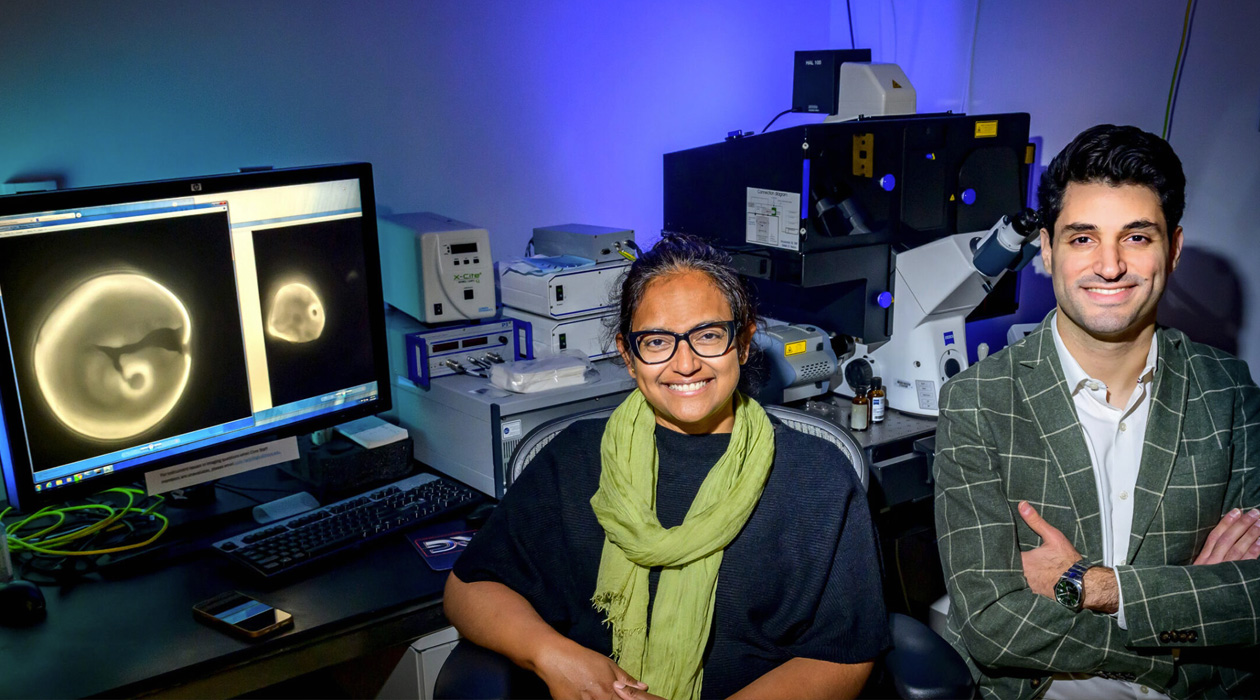 Plant biology professor Surangi Punyasena, left, former U. of I. Ph.D. student Marc-Élie Adaimé and their colleagues developed deep-learning methods for establishing the composition and diversity of fossil grass pollen samples. Adaimé is now a postdoctoral researcher at the Smithsonian’s Office of Digital and Innovation. Photo by Fred Zwicky