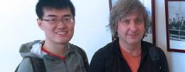 Biology professor Tong Wang (left) with bioengineering professor Sergei Maslov.