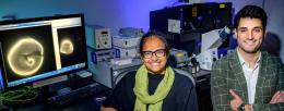 Plant biology professor Surangi Punyasena, left, former U. of I. Ph.D. student Marc-Élie Adaimé and their colleagues developed deep-learning methods for establishing the composition and diversity of fossil grass pollen samples. Adaimé is now a postdoctoral researcher at the Smithsonian’s Office of Digital and Innovation. Photo by Fred Zwicky