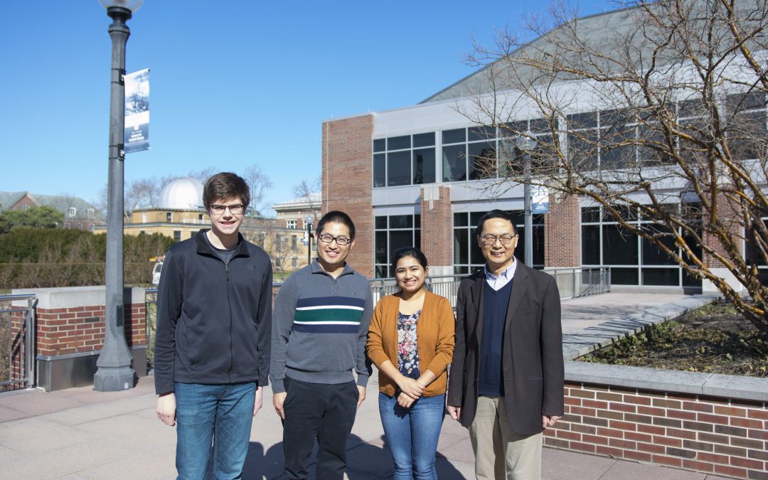 University of Illinois Department of Chemical and Biomolecular Engineering scientists (from left) William L. Lyon, Mingfeng Cao, Zia Fatma, and Huimin Zhao.