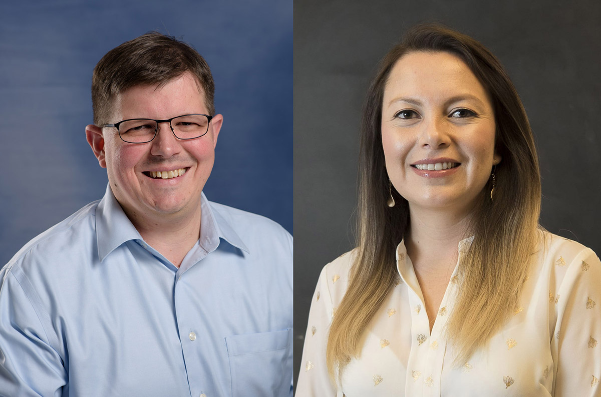 Study leader thomas Kehl-Fie, left, an associate professor of microbiology with first author and PhD student Paola Párraga Solórzano 