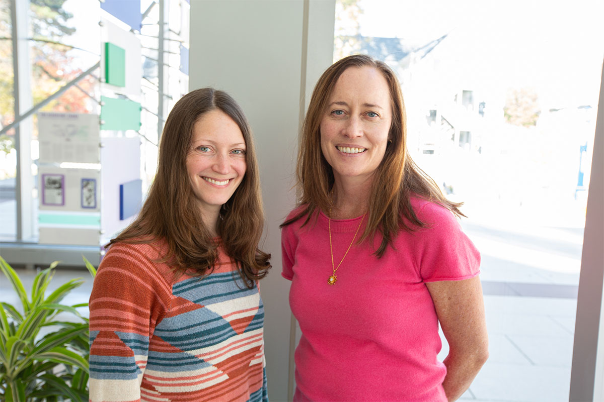 Tina Barbasch (left) and Alison Bell uncovered sets of genes associated with decision-making in three-spined stickleback fish.