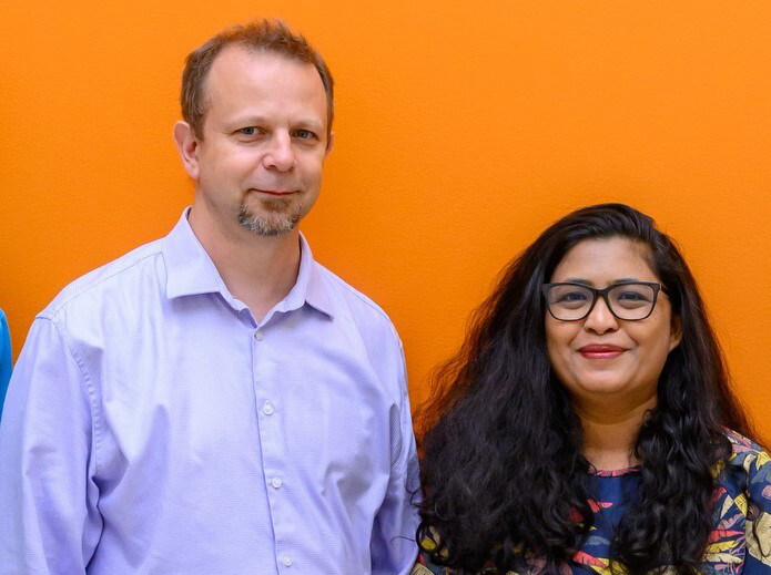 Csaba Varga, left, and Rima Shrestha modeled how antimicrobial use impacts the emergence of antimicrobial resistance in E. coli isolated from Canadian turkey flocks