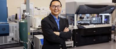 Chemical and biomolecular engineering professor Huimin Zhao leads the new National Science Foundation iBioFoundry at the University of Illinois Urbana-Champaign. Photo by Michelle Hassel