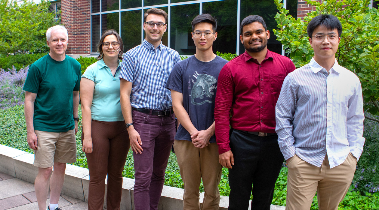 (from left) Professor Brian Cunningham, Amanda Bacon , Joseph Tibbs , Leyang Liu, Seemesh Bhaskar, Weinan Liu  / Isaac Mitchell