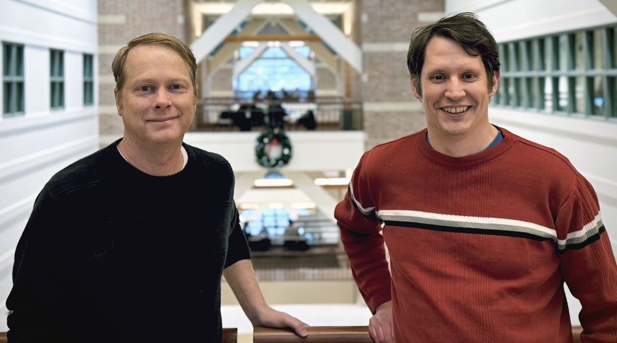 Howard Gritton (left) and Paul Bonthuis. Jozien Goense not pictured. Elizabeth Bello, Beckman Communications Office. 