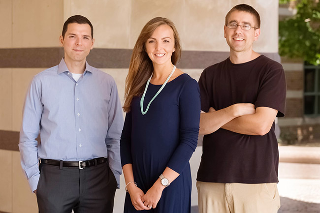 Psychology professor Aron Barbey, left, graduate student Marta Zamroziewicz and postdoctoral researcher Chris Zwilling conducted a new study linking blood levels of a key nutrient to brain structure and cognition in older adults.