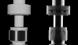 This image shows the internal construction of the "Motive nozzle", a crucial component of the two-phase ejector, which is widely used in refrigeration and air conditioning applications. 