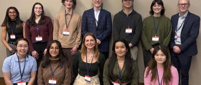 The 2024-2025 Tracy Undergraduate Team Science Training Program cohort, with Mark Tracy (back, center) and Tracy Parish (back, right). / Sarah Schwartz 