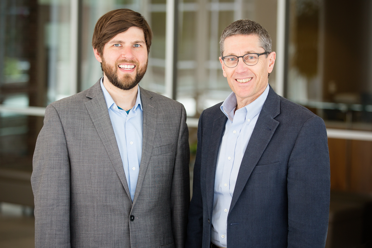 Postdoctoral researcher Michael Saul, left, IGB director and entomology professor Gene Robinson and their colleagues found that genes that are closely associated with autism spectrum disorders in humans are regulated differently in the brains of socially unresponsive honey bees than in bees that behave more typically.