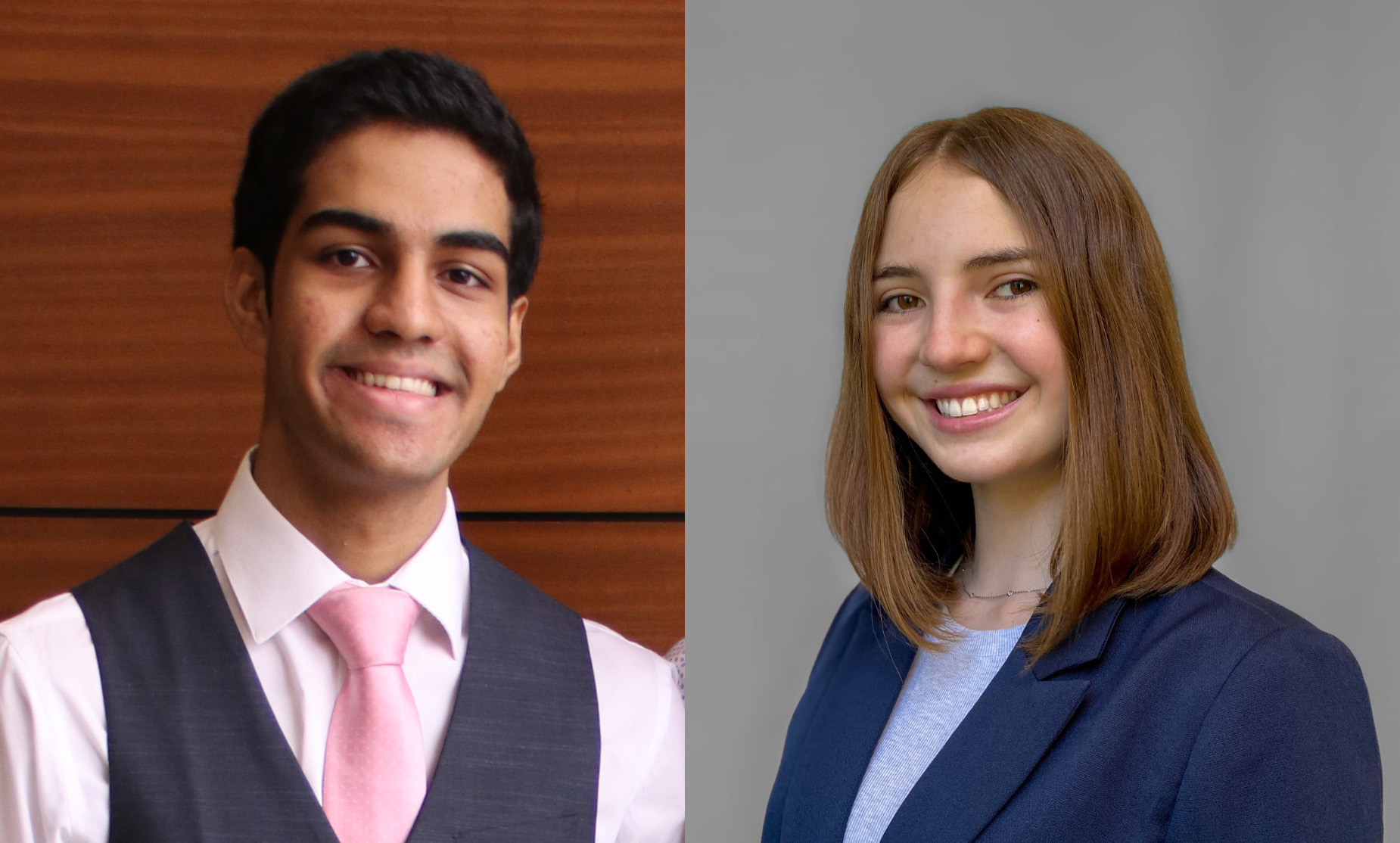 Karan Samat,left, and Katy Wolhaupter were selected for the 2022 Tracy Undergraduate Research Fellowship